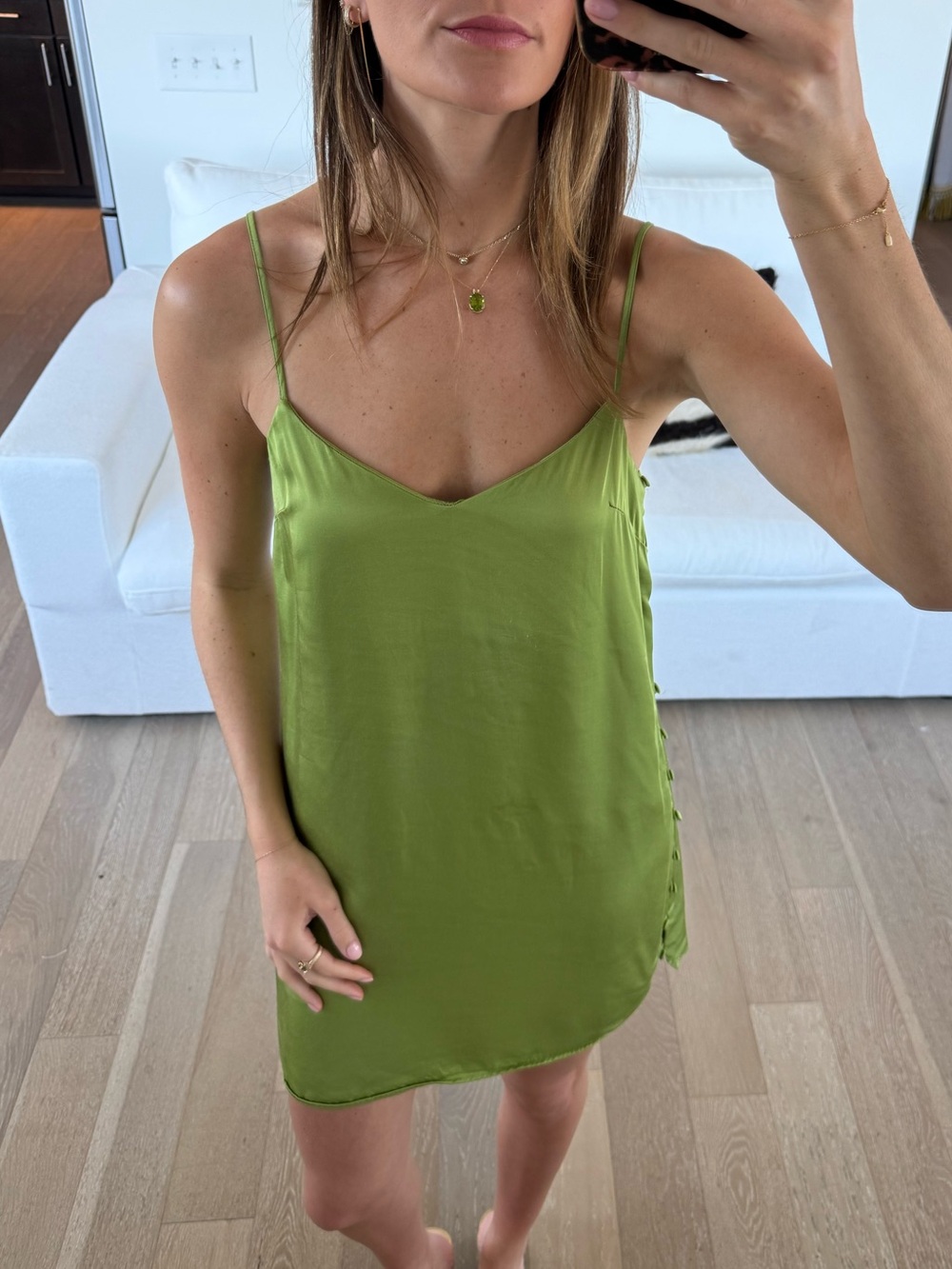 By Anthropologie V-Neck Mini Satin Dress